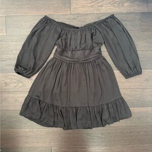 Elegant Black Off-Shoulder Tie Back Dress